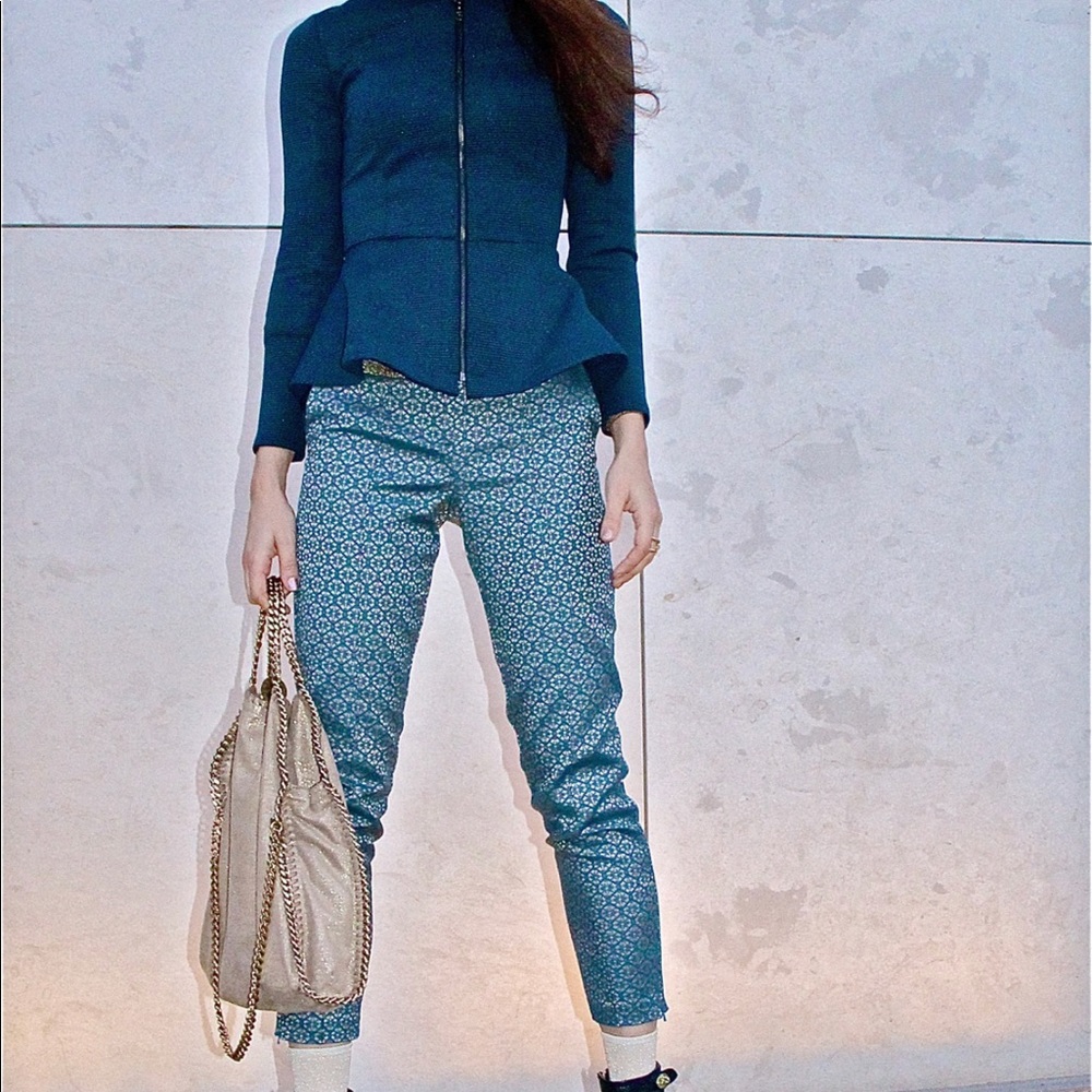 TOPSHOP tiled print jacquard cigarette trousers 8